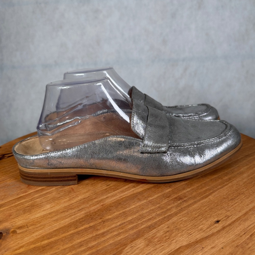 Naturalizer Mule Loafers Womens 11M Silver Metallic Good Penny Flats - Picture 5 of 15
